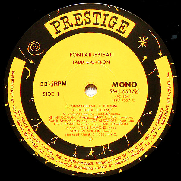 Tadd Dameron - Fontainebleau (Vinyl, LP, Album, Mono, Reissue) Near Mint (NM or M-) / Very Good Plus (VG+)