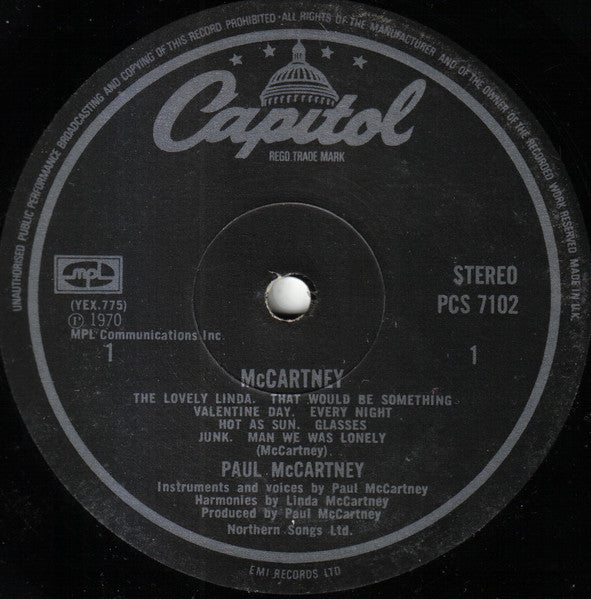 Paul McCartney - McCartney (Vinyl, LP, Album, Reissue) Very Good Plus (VG+) / Very Good (VG)