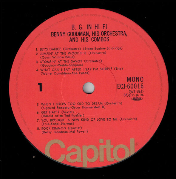 Benny Goodman - B.G. In Hi Fi (Vinyl, LP, Album, Reissue, Mono) Near Mint (NM or M-) / Very Good (VG)