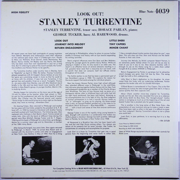 Stanley Turrentine - Look Out! (Vinyl, LP, Album, Limited Edition, Reissue, Mono) Near Mint (NM or M-) / Very Good (VG)