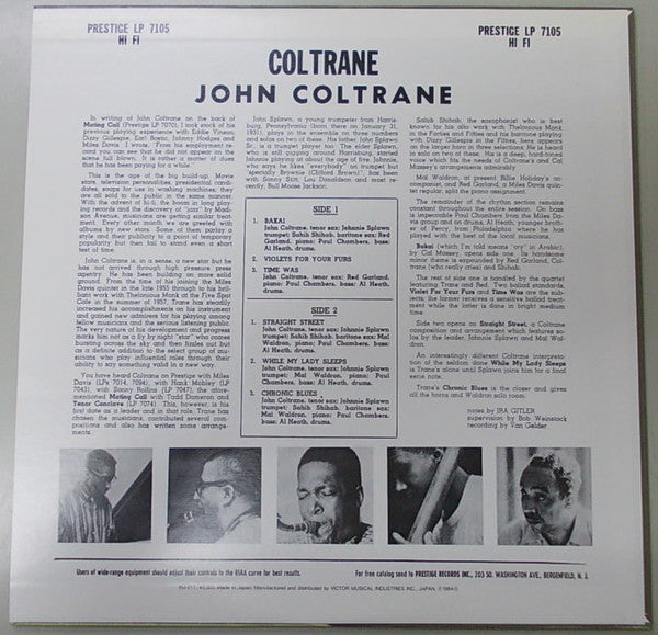 John Coltrane - Coltrane (Vinyl, LP, Album, Reissue, Mono) Near Mint (NM or M-) / Very Good Plus (VG+)