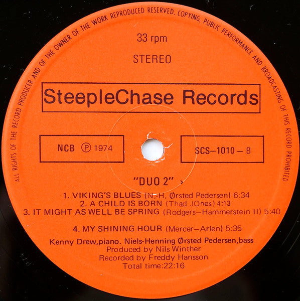 Kenny Drew - Duo 2 (Vinyl, LP, Album, Reissue, Stereo) Very Good Plus (VG+) / Very Good (VG)