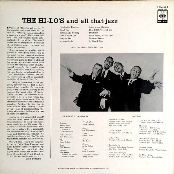 The Hi-Lo's - And All That Jazz (Vinyl, LP, Album, Promo, Reissue, Stereo) Very Good (VG) / Very Good (VG)