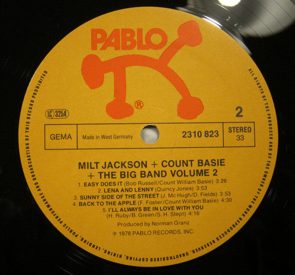 Milt Jackson - Milt Jackson + Count Basie + The Big Band Vol. 2 (Vinyl, LP) Very Good Plus (VG+) / Very Good Plus (VG+)