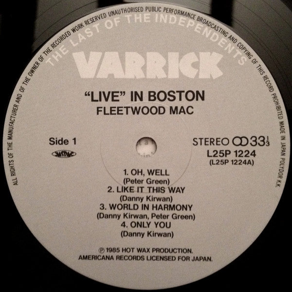 Fleetwood Mac - Live In Boston (Vinyl, LP, Album) Very Good Plus (VG+) / Very Good Plus (VG+)