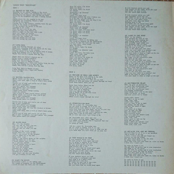 Leslie West - Mountain (Vinyl, LP, Album) Very Good Plus (VG+) / Good Plus (G+)