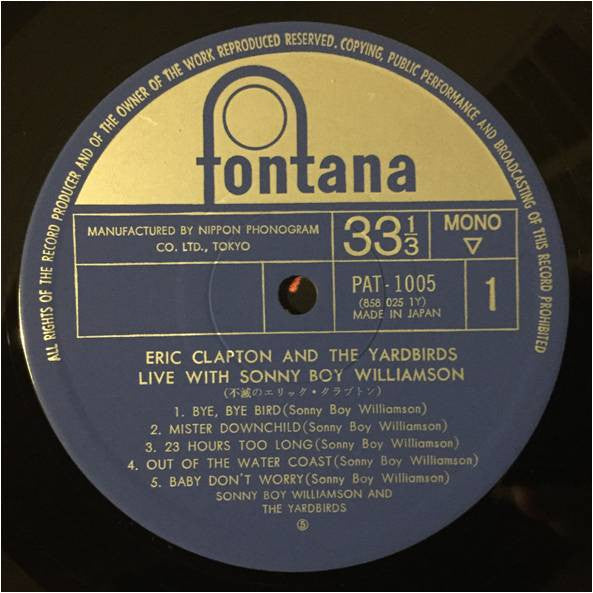 Eric Clapton - Eric Clapton And The Yardbirds Live With Sonny Boy Williamson (Vinyl, LP, Album, Reissue, Mono) Very Good Plus (VG+) / Very Good (VG)