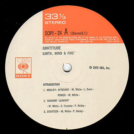 Earth, Wind & Fire - Gratitude = 灼熱の狂宴 (Vinyl, LP, Album, Stereo)