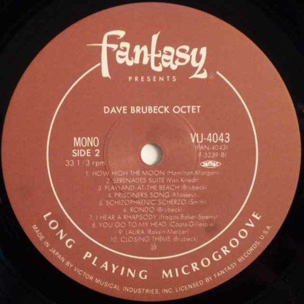 The Dave Brubeck Octet - Dave Brubeck Octet (Vinyl, LP, Reissue, Mono) Very Good (VG) / Very Good (VG)