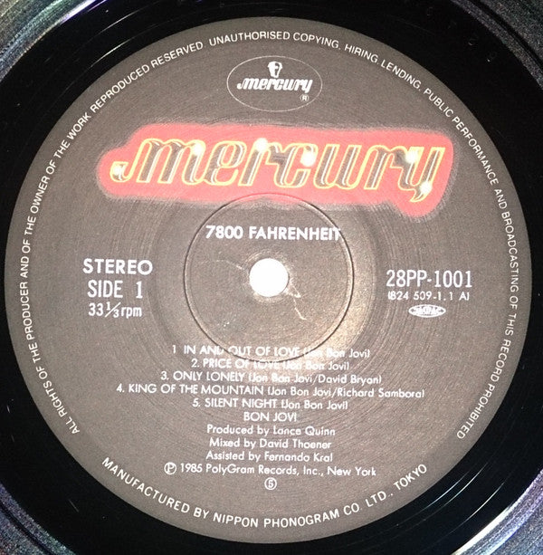 Bon Jovi - 7800° Fahrenheit (Vinyl, LP, Album, Reissue) Very Good Plus (VG+) / Very Good (VG)