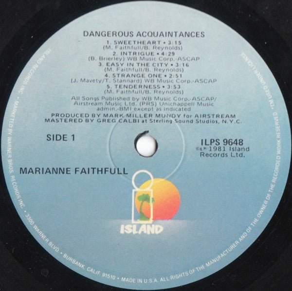 Marianne Faithfull - Dangerous Acquaintances (Vinyl, LP, Album) Very Good Plus (VG+) / Very Good Plus (VG+)
