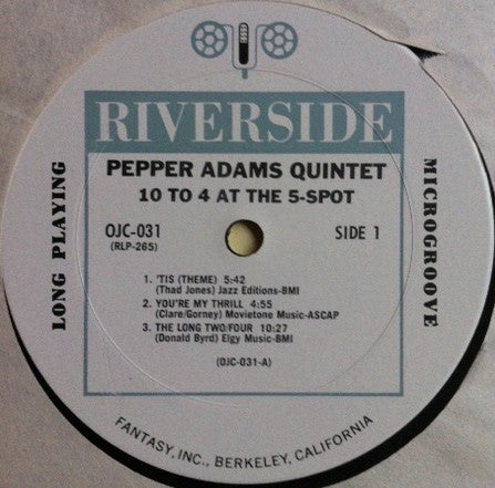 Pepper Adams Quintet - 10 To 4 At The 5-Spot (Vinyl, LP, Album, Reissue) Near Mint (NM or M-) / Very Good Plus (VG+)