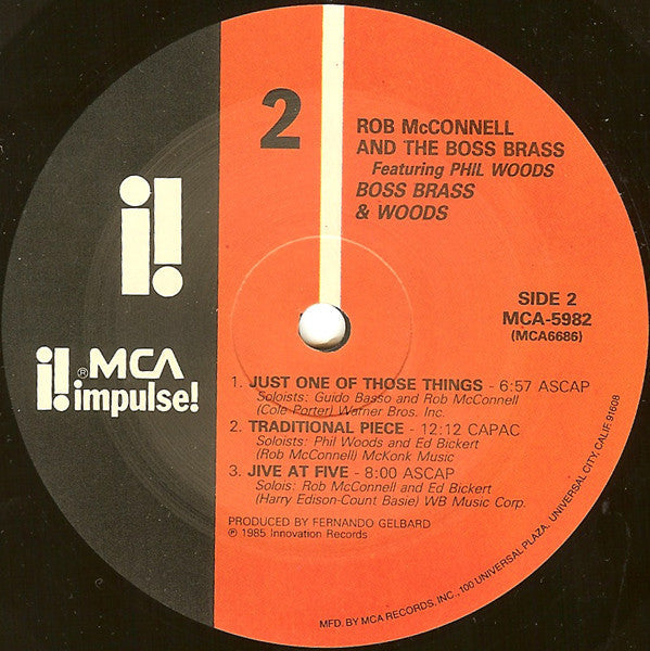 Rob McConnell & The Boss Brass - Boss Brass & Woods (Vinyl, LP, Album) Very Good Plus (VG+) / Very Good Plus (VG+)