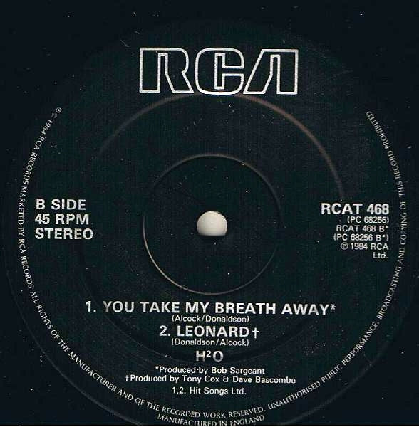 H2O (8) - You Take My Breath Away (Vinyl, 12", 45 RPM, Single) Very Good (VG) / Very Good Plus (VG+)