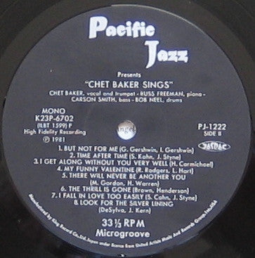 Chet Baker - Chet Baker Sings (Vinyl, LP, Album, Reissue, Mono)
