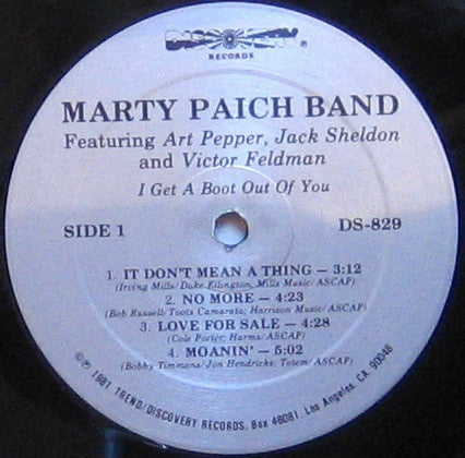 Marty Paich Big Band - I Get A Boot Out Of You (Vinyl, LP, Album, Reissue) Very Good Plus (VG+) / Very Good (VG)