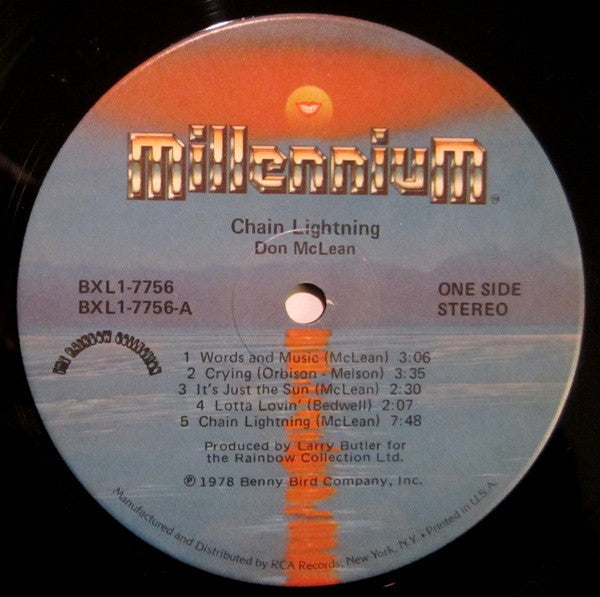Don McLean - Chain Lightning (Vinyl, LP, Album, Stereo) Very Good (VG) / Very Good Plus (VG+)