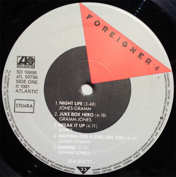 Foreigner - 4 (Vinyl, LP, Album) Very Good Plus (VG+) / Very Good (VG)