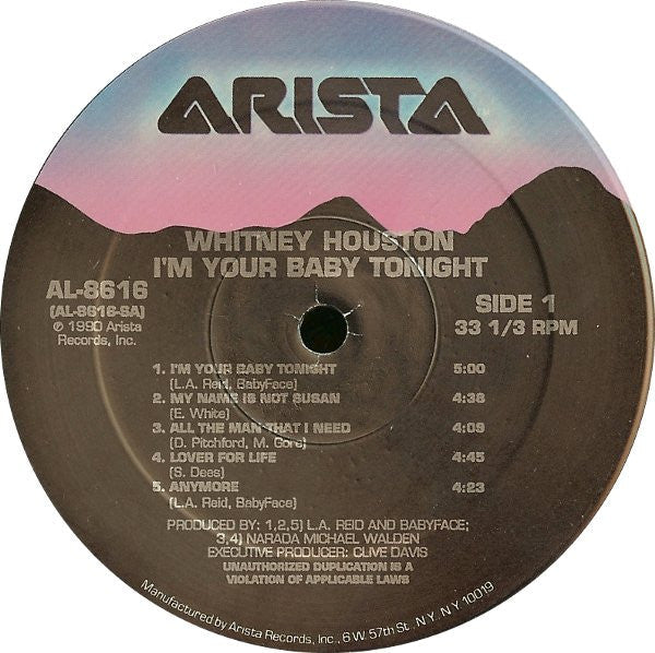Whitney Houston - I'm Your Baby Tonight (Vinyl, LP, Album) Near Mint (NM or M-) / Very Good Plus (VG+)
