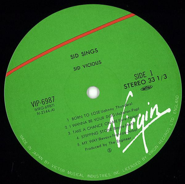 Sid Vicious - Sid Sings (Vinyl, LP, Album, Reissue) Very Good Plus (VG+) / Good Plus (G+)