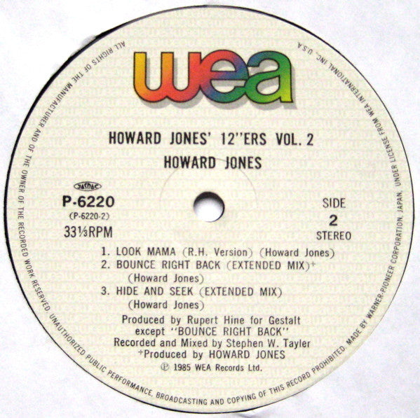 Howard Jones - Howard Jones' 12"Ers Vol. 2 (Vinyl, LP, Album, Compi...
