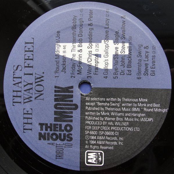 Various - That's The Way I Feel Now - A Tribute To Thelonious Monk (2xVinyl, LP, Album) Good Plus (G+) / Good Plus (G+)