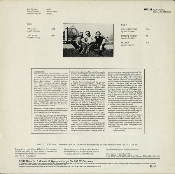 John Scofield Trio - Out Like A Light (Vinyl, LP, Album)