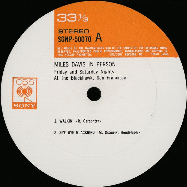 Miles Davis - In Person Friday And Saturday Nights At The Blackhawk, San Francisco (2xVinyl, LP, Album, Stereo) Very Good (VG) / Fair (F)