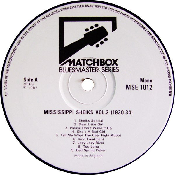 Mississippi Sheiks - Mississippi Sheiks Volume 2 1930-1934: Mostly New To LP (Vinyl, LP, Compilation, Remastered, Mono) Very Good (VG) / Very Good (VG)