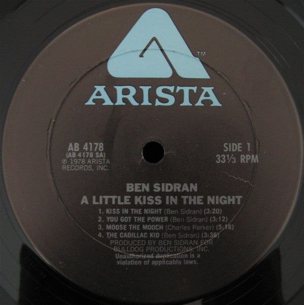 Ben Sidran - A Little Kiss In The Night (Vinyl, LP, Album) Good Plus (G+) / Good Plus (G+)