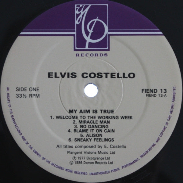 Elvis Costello - My Aim Is True (Vinyl, LP, Album, Reissue, Stereo) Very Good Plus (VG+) / Very Good (VG)