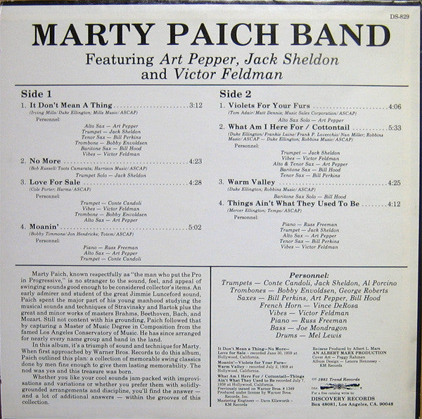 Marty Paich Big Band - I Get A Boot Out Of You (Vinyl, LP, Album, Reissue) Very Good Plus (VG+) / Very Good (VG)