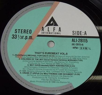 Various - That's Eurobeat Vol. 8 (Vinyl, LP, Compilation, Promo) Very Good Plus (VG+) / Very Good Plus (VG+)