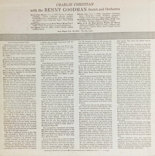 Charlie Christian - Charlie Christian With The Benny Goodman Sextet And Orchestra (Vinyl, LP, Compilation, Mono) Very Good Plus (VG+) / Very Good Plus (VG+)