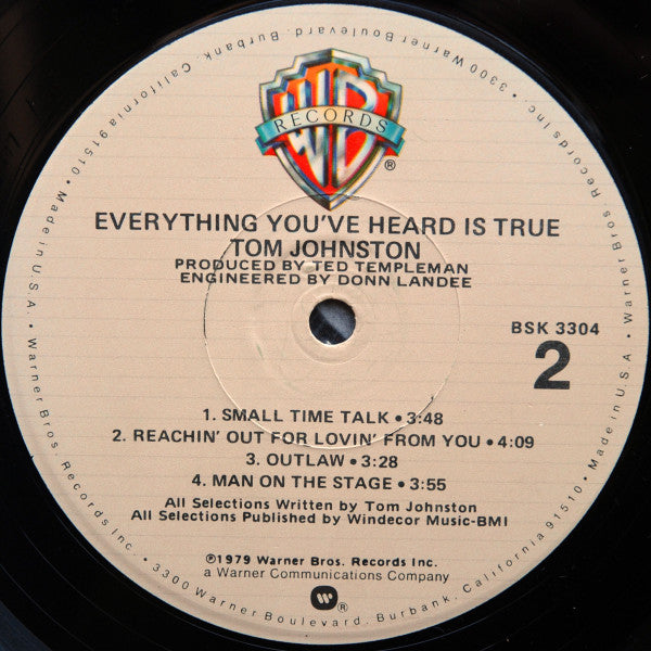 Tom Johnston - Everything You've Heard Is True (Vinyl, LP, Album, Stereo) Very Good (VG) / Very Good (VG)
