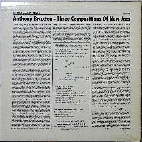 Anthony Braxton - 3 Compositions Of New Jazz (Vinyl, LP, Album, Promo) Very Good Plus (VG+) / Very Good Plus (VG+)