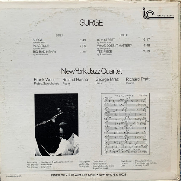 New York Jazz Quartet - Surge (Vinyl, LP, Album) Good Plus (G+) / Good Plus (G+)