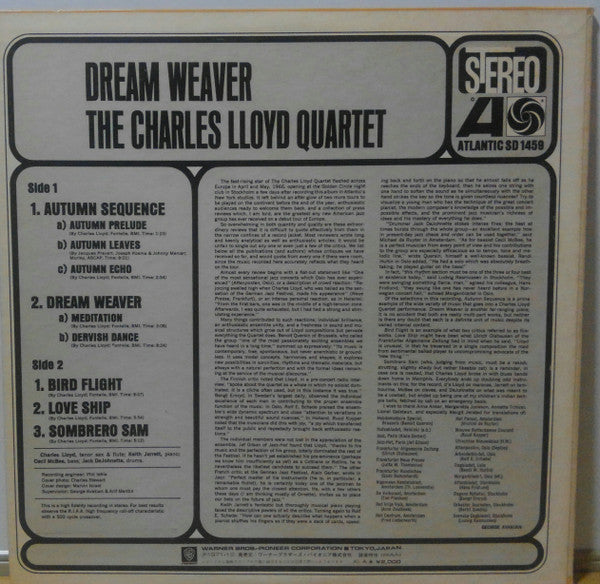 The Charles Lloyd Quartet - Dream Weaver (Vinyl, LP, Album, Reissue) Very Good Plus (VG+) / Very Good (VG)