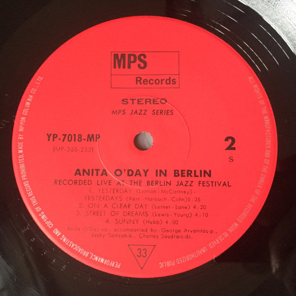 Anita O'Day - Anita O'Day In Berlin, Recorded Live At The Berlin Jazz Festival (Vinyl, LP, Album, Reissue) Very Good Plus (VG+) / Very Good (VG)