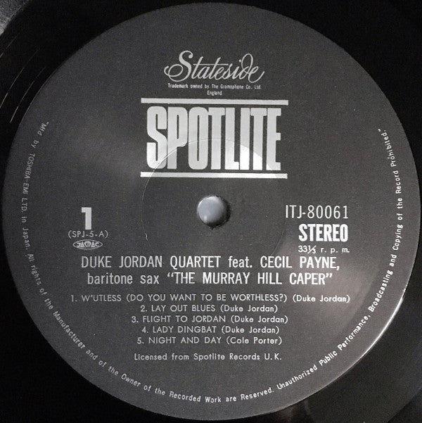 Duke Jordan Trio - The Murray Hill Caper (Vinyl, LP, Album) Near Mint (NM or M-) / Very Good Plus (VG+)