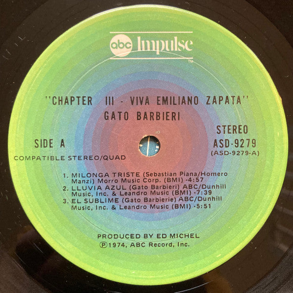 Gato Barbieri - Chapter Three: Viva Emiliano Zapata (Vinyl, LP, Album, Quadraphonic) Good Plus (G+) / Very Good (VG)