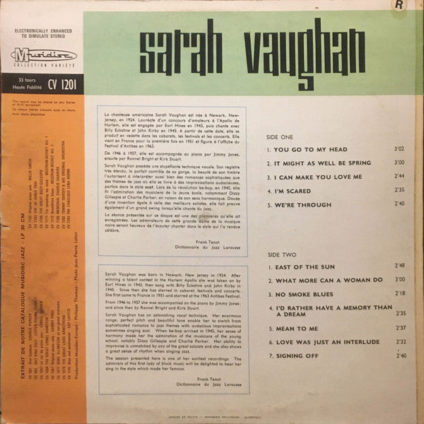 Sarah Vaughan - Singing Sweet And Sultry (Vinyl, LP, Compilation, Stereo) Near Mint (NM or M-) / Very Good Plus (VG+)
