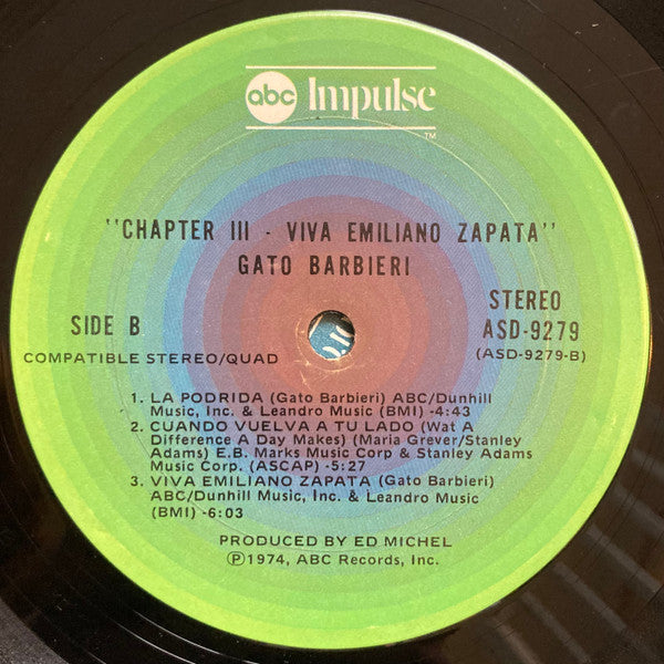 Gato Barbieri - Chapter Three: Viva Emiliano Zapata (Vinyl, LP, Album, Quadraphonic) Good Plus (G+) / Very Good (VG)