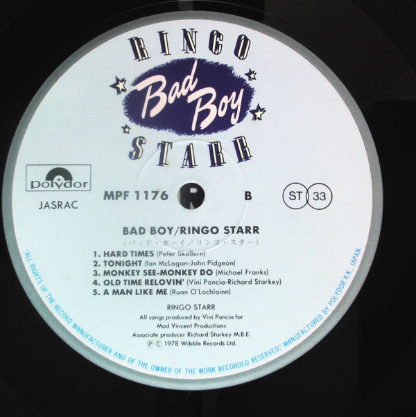 Ringo Starr - Bad Boy (Vinyl, LP, Album, Stereo) Very Good Plus (VG+) / Very Good (VG)