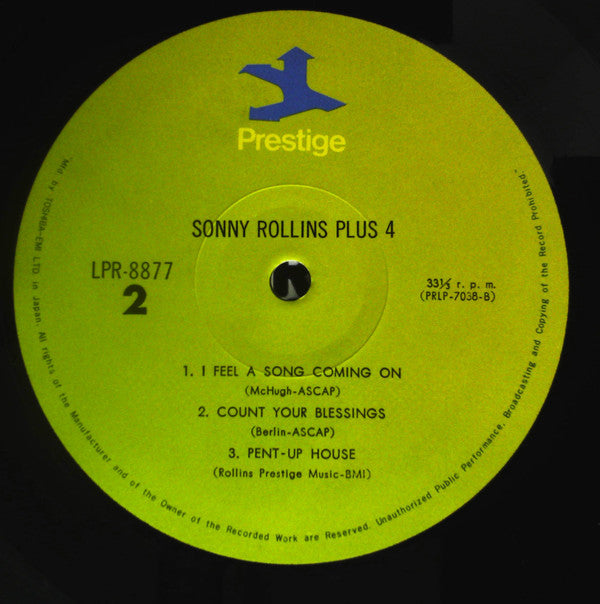 Sonny Rollins - Plus 4 (Vinyl, LP, Album, Reissue) Very Good Plus (VG+) / Good Plus (G+)