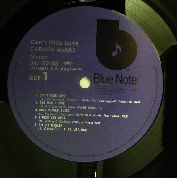 Carmen McRae - Can't Hide Love (Vinyl, LP, Album, Stereo) Very Good Plus (VG+) / Very Good (VG)