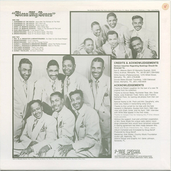 Various - "Bless My Bones" Memphis Gospel Radio - The Fifties (Vinyl, LP, Compilation, Mono) Very Good Plus (VG+) / Very Good (VG)