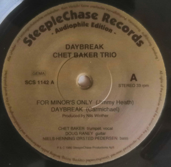 Chet Baker Trio - Daybreak (Vinyl, LP, Album, Limited Edition, Reissue, Stereo) Very Good Plus (VG+) / Very Good (VG)