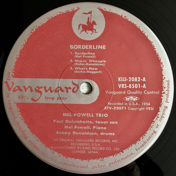 Mel Powell Trio - Borderline (Vinyl, LP, Reissue) Very Good Plus (VG+) / Very Good Plus (VG+)