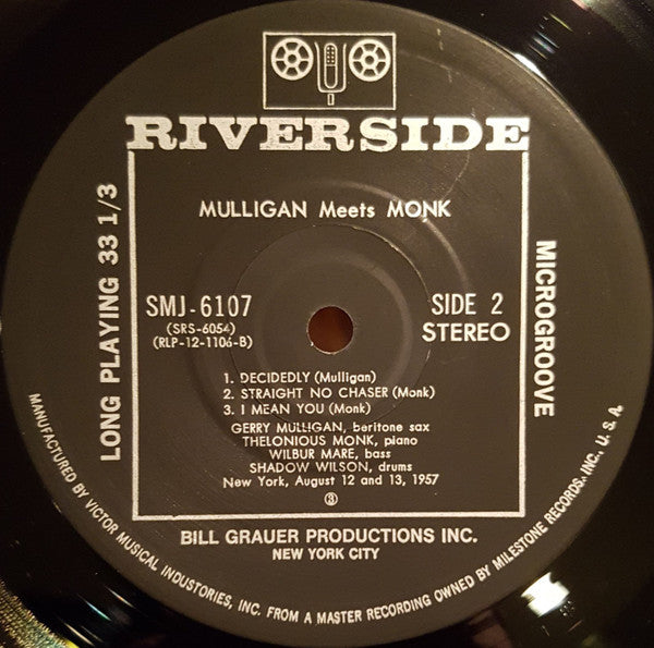 Thelonious Monk - Mulligan Meets Monk (Vinyl, LP, Album, Reissue, Stereo) Near Mint (NM or M-) / Very Good Plus (VG+)